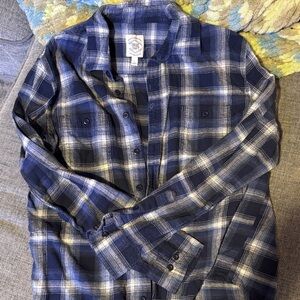 True Craft Blue and White Plaid Button Down Shirt